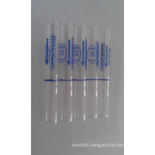 Clear Glass Tube with Blue Print